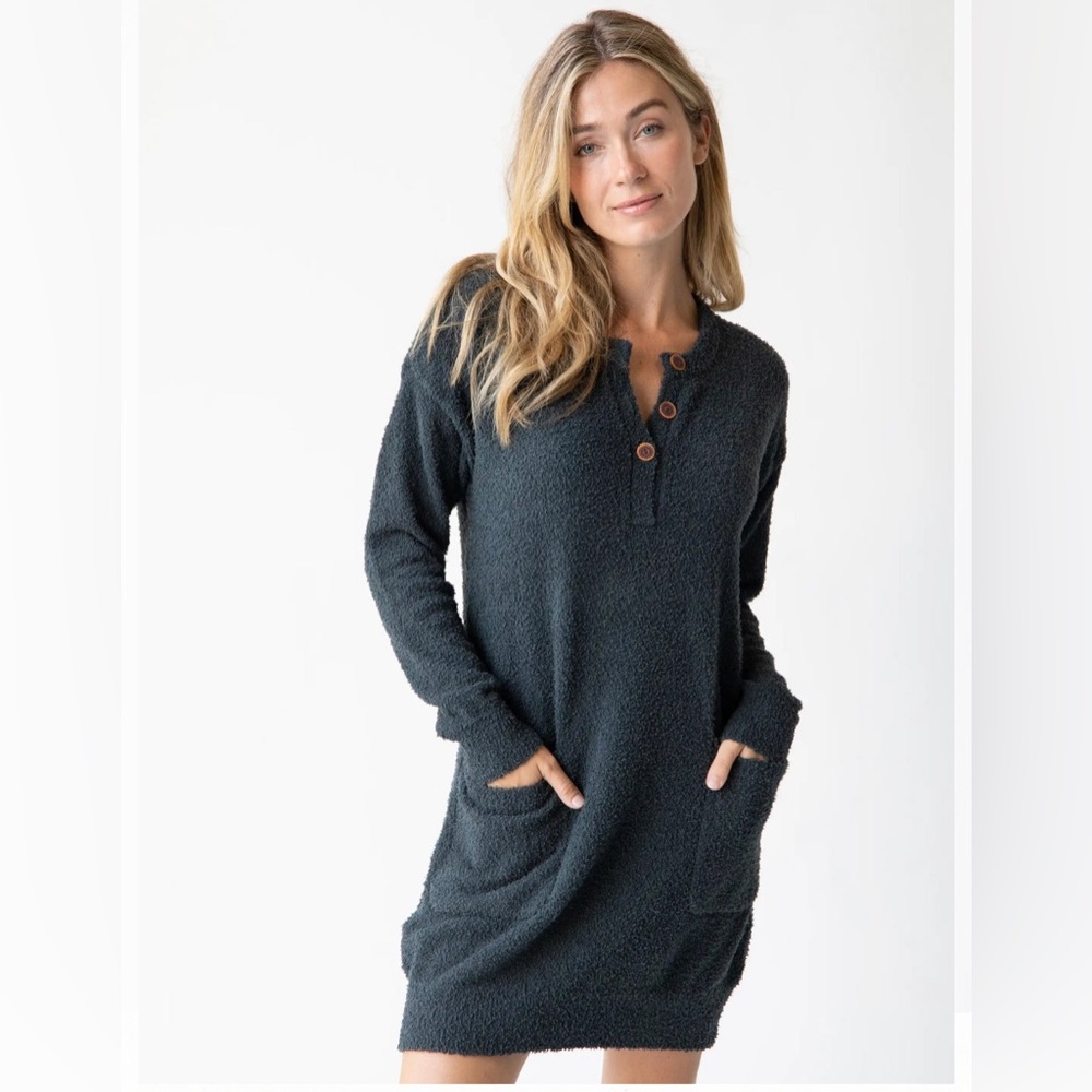 NATURAL LIFE Cozy Up Tunic Soft Fuzzy Casual Pockets Sweater Dress L